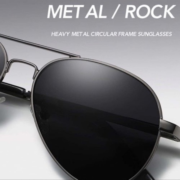 Mens Metal Aviator Sunglasses Gunmetal Gray Frames Polarized Lenses New - Picture 6 of 8